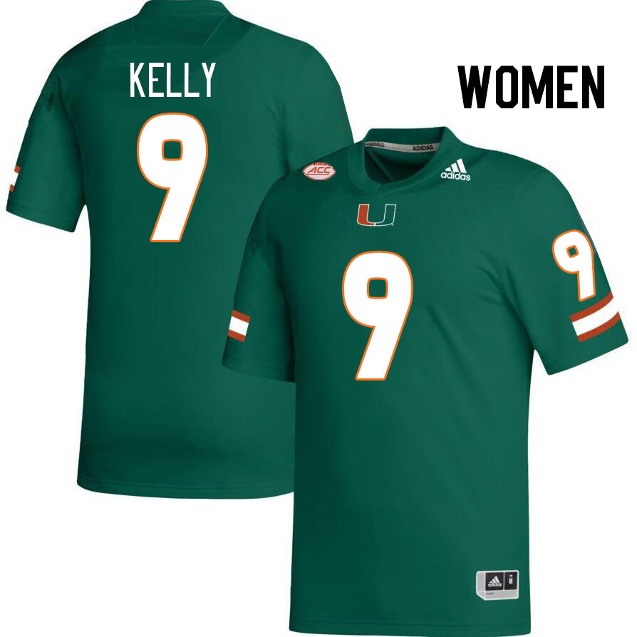 Women #9 Nyjalik Kelly Miami Hurricanes College Football Jerseys Stitched-Green